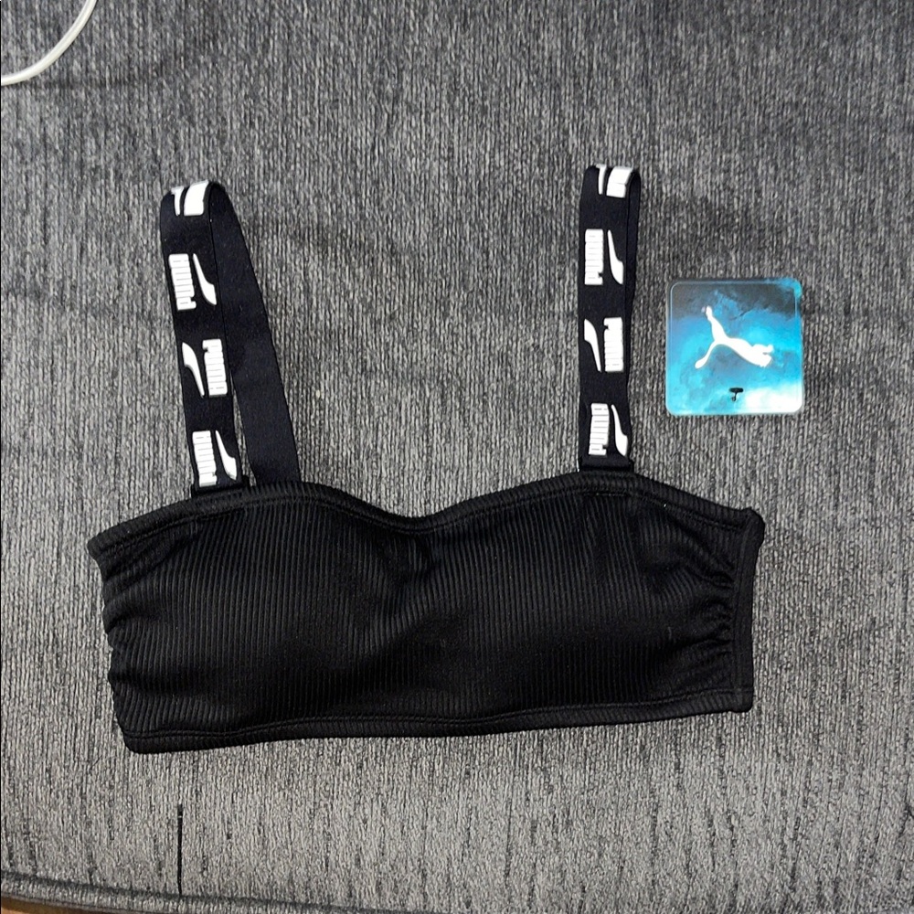Puma Black Bralette with Logo Straps